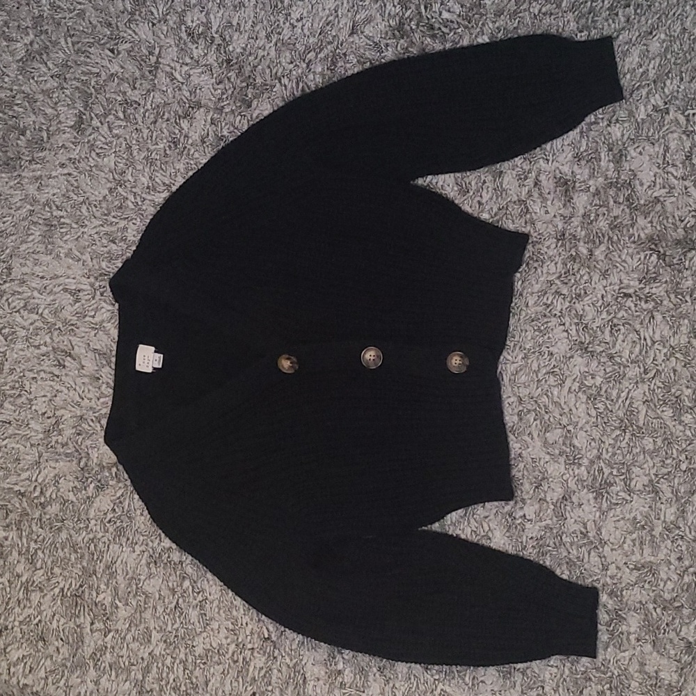 A New Day Black Button Up Sweater Cardigan